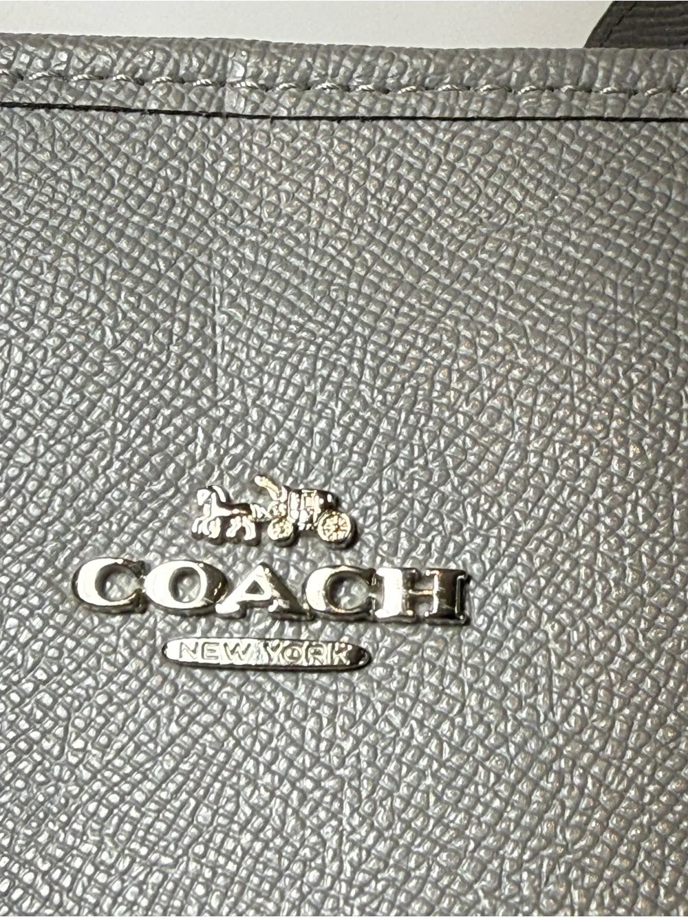Coach NY Authentic Crossgrain Leather City Zip Tote Handbag F58846 Grey